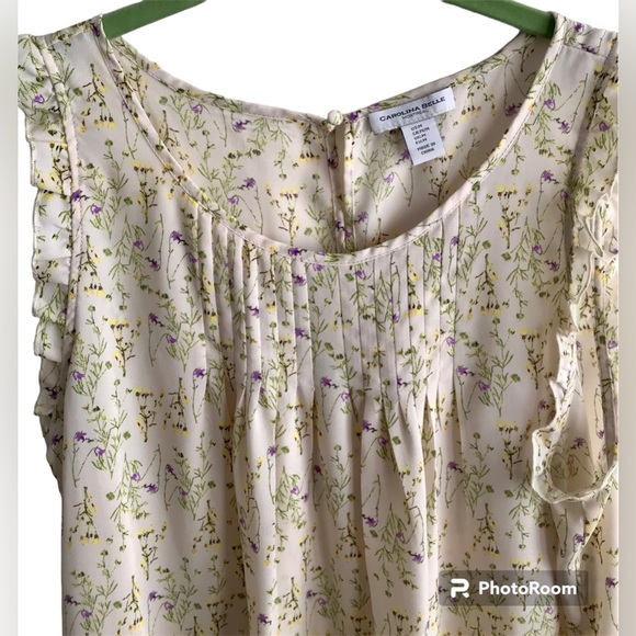 CAROLINA BELLE SLEEVELESS FLORAL BLOUSE - Picture 2 of 5